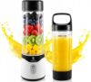 Portable Blender for Smoothies and Shakes 520ML, with Lid, Black BPA-freier Personal Mixer mit 6 Klingen und USB-C-Ladefunktion, wiederaufladbar Mini-Mixer für Reisen, Sport und Küche