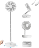 Portable Fan, 5400mAh-78CM Oscillation Pedestal Standing Fan with Remote Control, Foldable Floor Fan with 4 Speed, USB Rechargeable Battery Mini Cooling Fans for Bedroom, Home and Outdoor