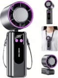 Portable Handheld Fan, 1-199 Speed Brushless Turbo Mini Fan (29000 RPM), 3000mAh Battery, 3-in-1 Hand Neck & Desk Fan with Cool Ice Compress, USB Rechargeable for Travel, Office, Makeup (Grey)