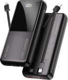 Power Bank Fast Charging 20000mAh 22.5W Portable Charger with Built-in Cables USB-C PD3.0 QC4.0 Powerbank Battery Pack with LCD Display for iPhone 17 16 15 14 13 Android and more