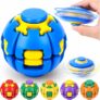 Press To Spin Helix Core Fidget Spinner Ball, Sensory Fidget Toys Rotating Anxiety Stress Relief Desk Toy for Adults Teens Boys Girls, Push & Spin Fidget Ball for Office School Travel Gifts