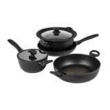 Prestige Nadiya Black round Aluminium Non-Stick Cookware Set Pack of 4