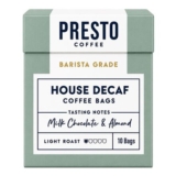 Presto Decaf Coffee Bags, 80g, Light Roast, Single-Serve