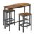 Prime Deal-VASAGLE Bar Table Set with 2 Stools, Rustic Brown/Black