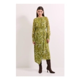 Principles Spot Pleat Neck Drape Midi Dress