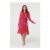 Printed Long Sleeve Collared Midi Dress in Pink