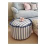 Printed Striped Seafoam Blue Frilled Pouffe
