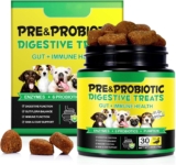 Probiotics for Dogs 30 Chews, Duck Flavour Dog Digestive Supplements with Prebiotics, Pet Probiotic Chews for Gut Flora & Digestive Wellbeing, Natural Daily Nutritional Chews for All Dogs