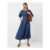 Puff Sleeve Denim Midi Dress Blue