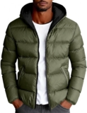 Puffer Jacket Mens Hooded Insulated Coat Winter Full Zip Outerwear