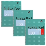 Pukka Pad, A4 Metallic Jotta Book 3 Pack 21 x 30cm Wirebound Notebook with 8mm Lines and 80GSM Paper – 200 Pages