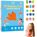 Pull String 3D Geometry Learning Book, DIY Solid Educational Books, Geometry for Beginners with 15 Solids Geometric Models Space Thinking Training Game for Boys Girls