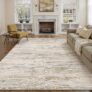 PureCozy Beige Rugs Living Room Rug 200x300cm Washable Non Slip Abstract Natural Neutral Modern Carpet Bedroom Bedside Kitchen Hall Lounge Low Pile Large Carpets