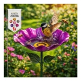 Purple Flower Garden Stake Bird Bath / Bird Feeder