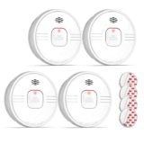 Putogesafe Smoke Alarm 10-Year Battery Fire Detector with Test Button EN14604 Certified Home Safety – White 4 pcs