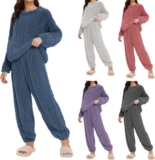 Pyjamas For Women Fleece Pyjama Set Winter Soft Fluffy 2 Piece Pjs Outfits