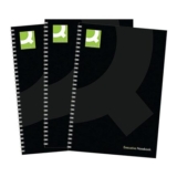 Q-Connect A5 Hardback Wirebound Book, Black, Pack of 3