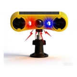QXMH Solar Outdoor Motion Sensor Alarm with 129dB Siren, Red/Blue