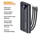 Qoovi 10000mAh 22.5W 3-Port Power Bank, 3 Built-in Cables Sold By Qoovi Official Store (w/Code & Store follower Coupon)