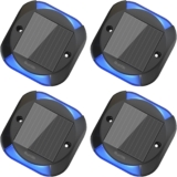 Quntis Solar Decking Lights 4 Pack, Blue Solar Ground Light IP65 Waterproof, Pressure Resistant 3 Tons Driveway Lights for Stair Garden Step Pathway Walkway Patio Front Door
