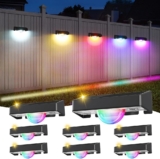 Quntis Solar Fence Lights Outdoor Garden Linear Light Effect, 8Pack Solar Step Lights with Warm White & 11 RGB Modes, Auto On/Off IP44 Waterproof Spotlights Stair Wall Patio Deck Yard Pathway Post