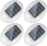 Quntis Warm White Solar Fence Lights 4Pack, 360Lighting Effect Outdoor Wall Lights, Auto On/Off IP44 Waterproof Wireless Garden Security Lights Suit for Balcony Stair Garage Road Shed Gate Patio Yard