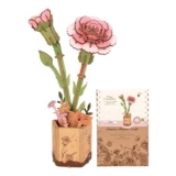 ROBOTIME Wooden Model Flower Kit, Pink Carnation