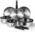 ROYDX Stainless Steel Pots and Pans Set,18/10 Uncoated Pan Set with Stainless Steel Frying Pan,Steamer & Saute Pan,Detachable Stay-Cool Handles,Glass Lids,LFGB Approved,Suitable for All Hobs