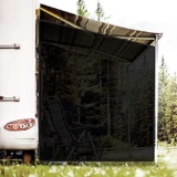 RV Awning Side Shade Screen 9x 7 Breathabe Black Mesh Sunshade for Camper Trailer Canopy, UV Sun Blocker Complete Kits