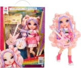 Rainbow High Junior High Rock Band – Bella, Pink – 23cm Fashion Doll with a Bass Guitar, Customise with Stickers, Posable, Cute Toys for Children Ages 4
