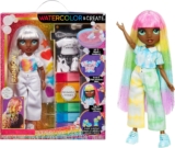 Rainbow High Watercolour & Create DIY Fashion Doll with Washable Watercolours and Tie-Dye Kit – Green Eyes, Straight Hair, Extra Top & Shoes – Colour, Create, Play, Rinse and Repeat – Kids 4-12 Years