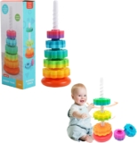 Rainbow Spinning Toy Stacking Ring Spin Gears Baby Montessori Early Educational Learning Toys for Girls Boys