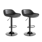 Ralex Bar Stools 2-Pack, PU Leather Swivel Chairs, Black
