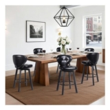 Ralex-Chair Bar Stools 2pc, 360 Swivel, Back, Footrest, Black