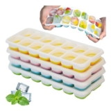 Ram 4-Pack Silicone Ice Cube Tray Stackable, Non-Spill, BPA Free