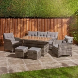 Rattan Dining Set 7 Seater Deluxe Patio Furniture Set & Protective Cover – Sold by Home Treats