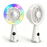 Rechargeable Handheld Fan, 5-Speed Portable Mini Desk Fan with LED