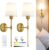 Rechargeable Wall Sconce Lights Set of 2 Wireless or Hardwired Installation, 57cm Tall Vintage Fabric Shade, Magnetic RGB Bulb with Remote, Wall Lights for Bedroom & Living Room, Gold