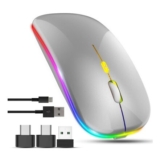 Rechargeable Wireless Laptop Mouse with USB-C Adapter, Bluetooth 800-2400 DPI