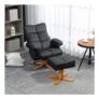 Recliner Chair and Footstool PU Leather Wooden Base