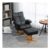 Recliner Chair and Footstool PU Leather Wooden Base