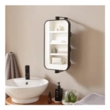Rectangle Curved Corner Wall Mirror with Storage H 50cm X W 25cm X D 16.8cm