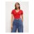 Red Basic v Neck Fitted Top