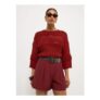 Red Belted Woven Shorts