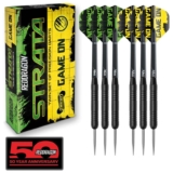 Red Dragon Darts Set – Strata Game On Twin Set of Darts 20g Black Steel Tip Dart with Flights and Shafts (Sold by Winmau Red Dragon, FBA)