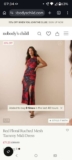 Red Floral Ruched Mesh Tammy Midi Dress