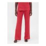 Red Low Rise Linen-Blend Flare Trousers