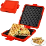 Red Microwave Sandwich & Waffle Maker – Plug-Free Toastie Machine for Quick Breakfasts