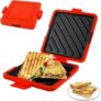 Red Microwave Sandwich & Waffle Maker – Plug-Free Toastie Machine for Quick Breakfasts