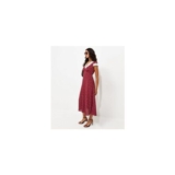 Red Spot Print Lace Trim Midi Tea Dress